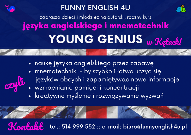 FUNNY ENGLISH 4U zaprasza na autorski roczny kurs „ Young Genius” dla dzieci z języka angielskiego!